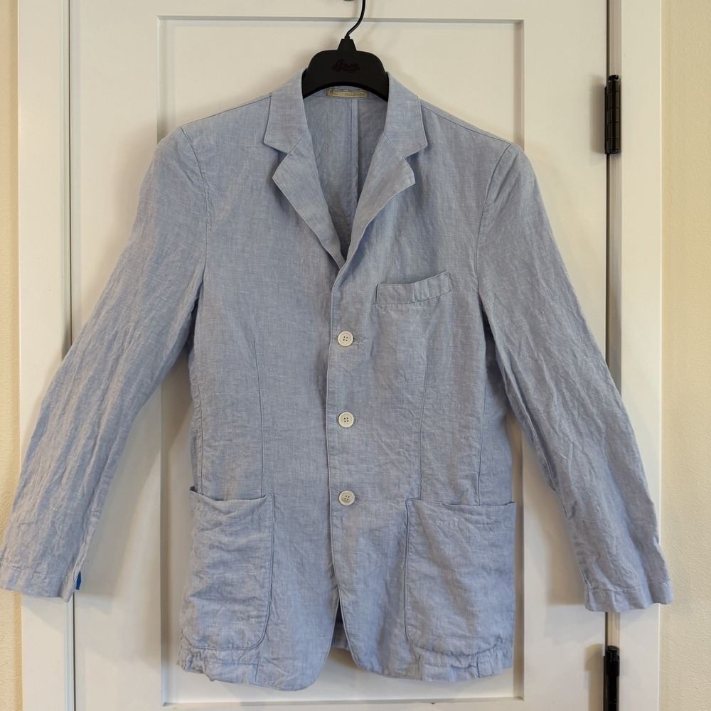 BC Collection Mens 40 Light Blue 100% Linen Lightweight Sport Coat Jacket